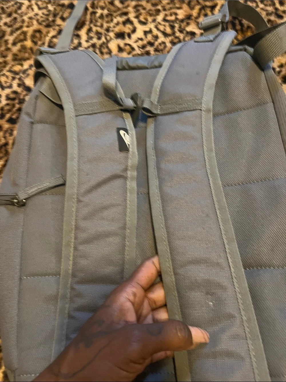 Nike Gray Men's Backpack with Yellow Batman Patch